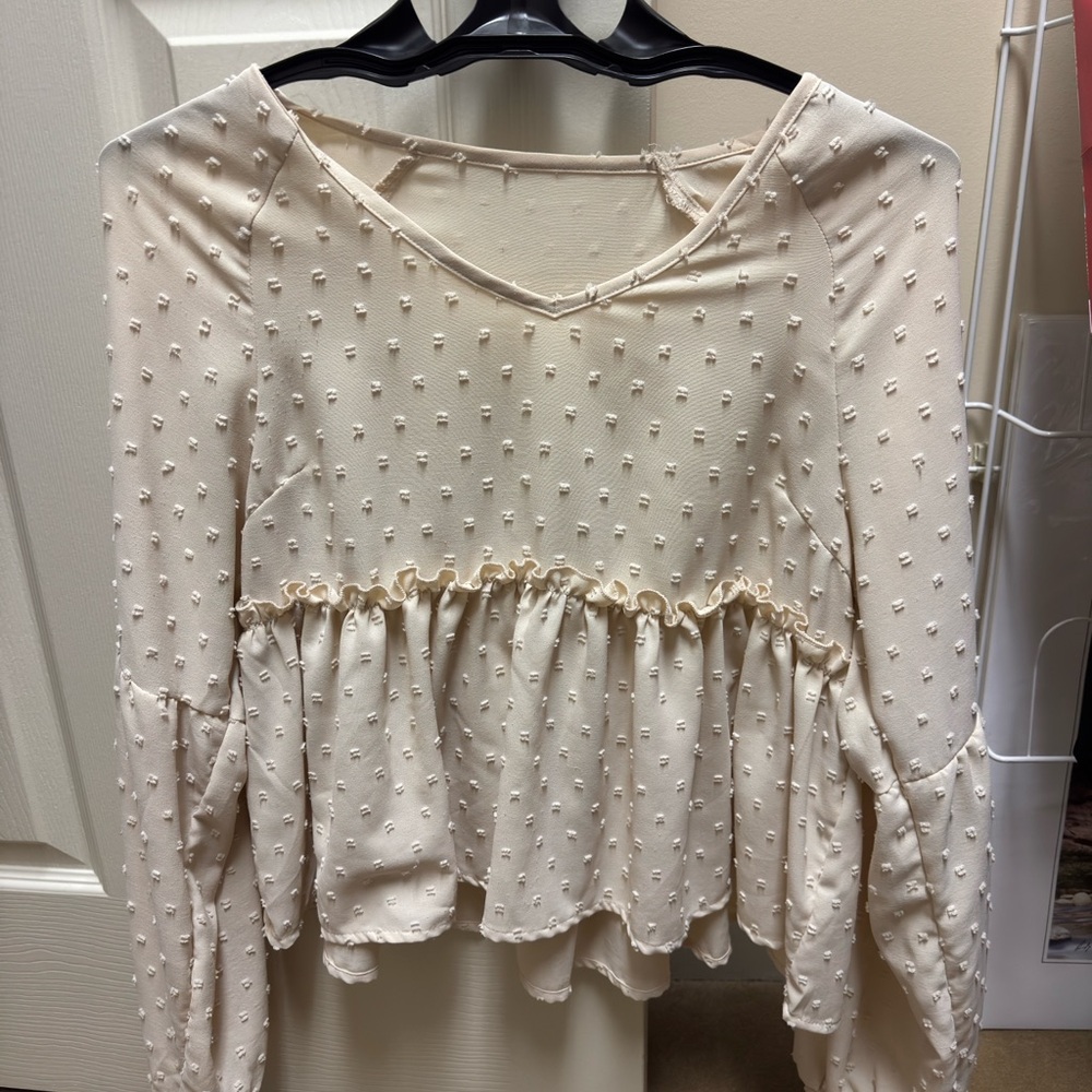 T.J.Maxx Cream Textured Blouse